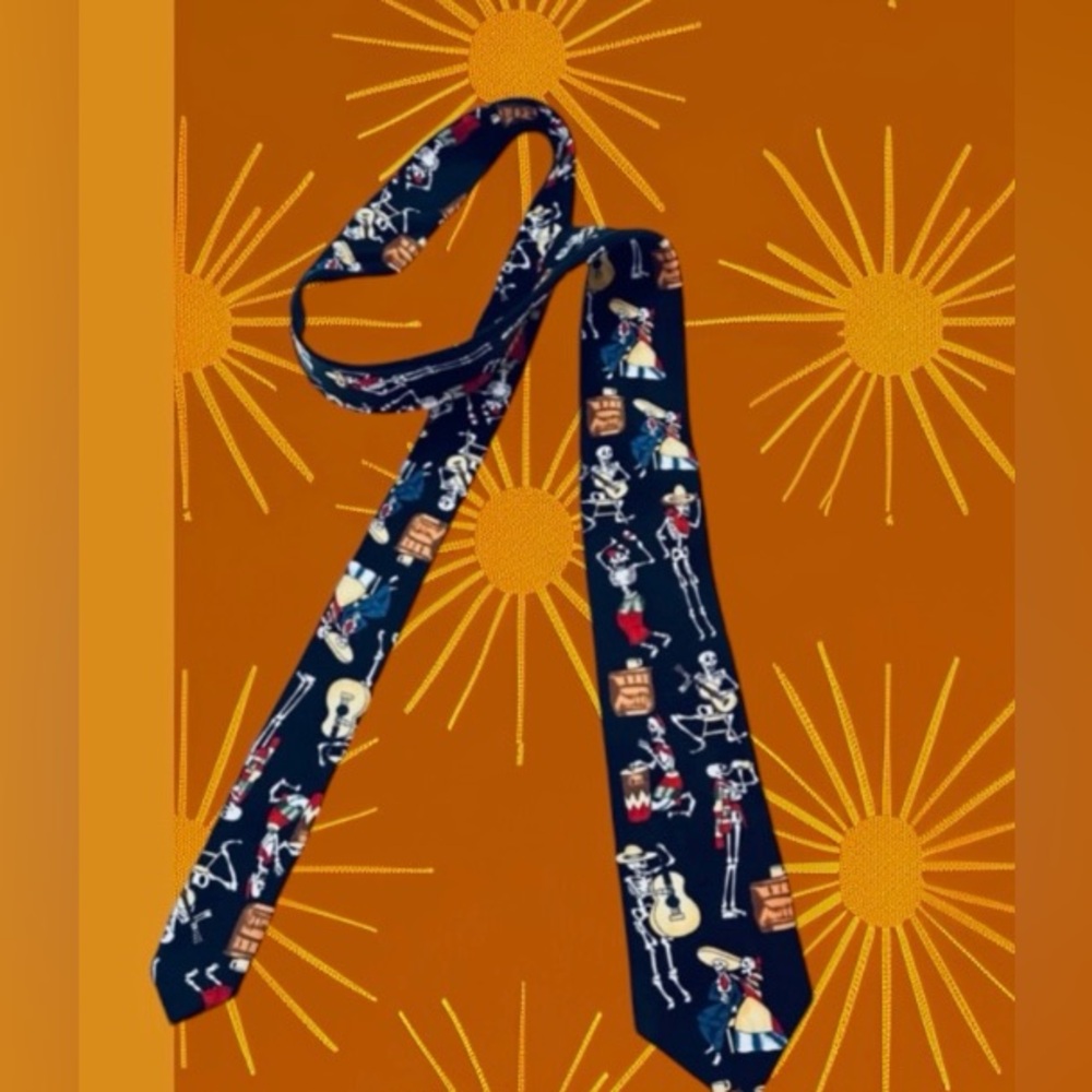 black skull halloween tie